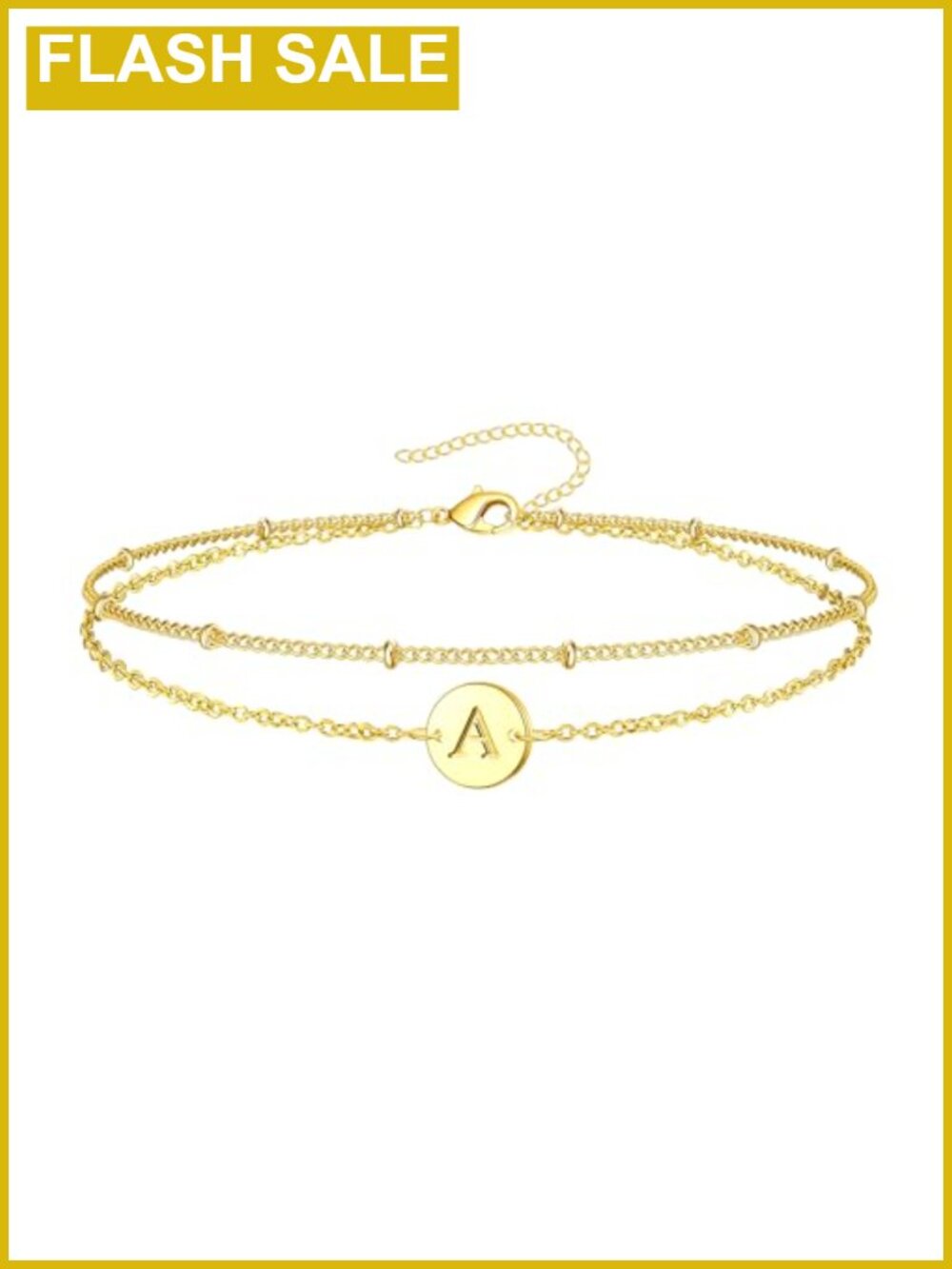 Dainty Gold Plated Initial Bracelet Adjustable Monogram Charm